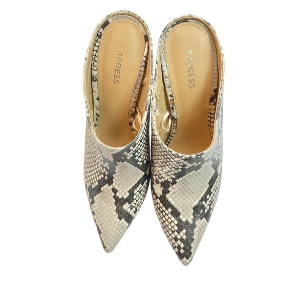 Snake Print Pointed Toe Mule Heels Womens Size 6.5 Slip-On Shoes By Express - Picture 4 of 12
